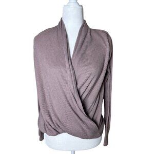 NORDSTROM MELLODAY Wrap Front Super Soft Ribbed Long Sleeve Top Size Small Mauve